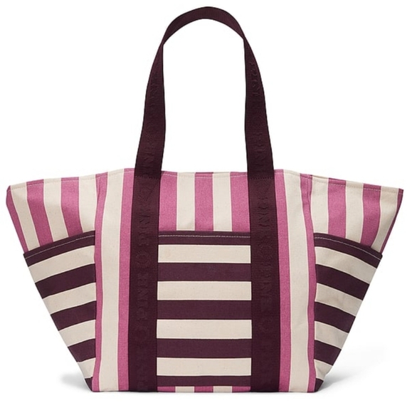 NWT! VICTORIA'S SECRET MULTI-COLORED LARGE PINK TOTE - Picture 1 of 9
